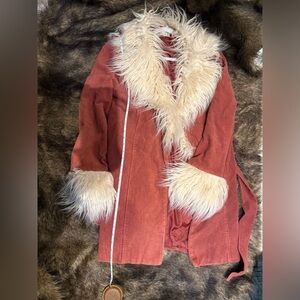 Altard State Faux Fur Trimmed Rust Jacket
